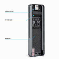 Boîtier SSD M.2 double protocole NVMe NGFF 10 Gbps RTL9210B en alliage d'aluminium avec écran LCD et logo personnalisé USB C