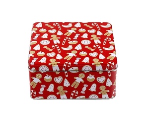 Food grade custom design square cookie metal box 5 inch square tin for cookie candy chocolate nuts 122mm
