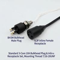 Connecteur sous-marin étanche HYSF SUBSEA IL3F standard à 3 broches femelles en ligne, 10A, 550V, prise de câble sous-marin pour ROV AUV marine