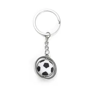 Hot Selling Rotating small basketball football golf rugby baseball key chain metal ball pendant key chain