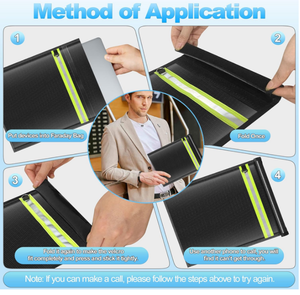 Sacs Faraday anti-EMP (émission électromagnétique) pour ordinateurs portables, tablettes, téléphones, clés de voiture, avec poignée et bande réfléchissante, lot de 5 - Product Image 6