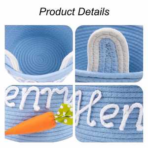 Personalized <b>Easter</b> <b>Basket</b> <b>for</b> <b>Easter</b> <b>Egg</b> <b>Hunt</b>, Handwoven Rope <b>Basket</b> with Custom Name, Baby Shower Gift - Product Image 4