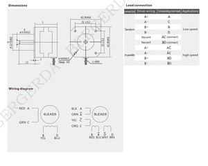 Motor Híbrido Pequeño de 2 Fases Bergerda 42BG04-EC 1.8 Grados 17 24V-48V 0.48n.m - Product Image 3