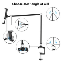 Support de tablette et téléphone pliable rotatif à 360 degrés, réglable et flexible, pour fixation supérieure sur métal, idéal pour la maison et les voyages