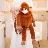 Jouet adorable en peluche d'orang-outan, singe à longs bras, avec sac à dos transversal et poupée à câliner, rembourrage en coton PP