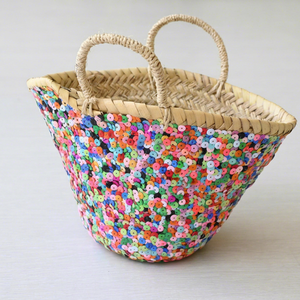Sac de plage de luxe élégant en paille à sequins, panier marocain, sac fourre-tout tissé pour filles, sac de vacances bohème, couleurs personnalisées B2B - Product Image 1