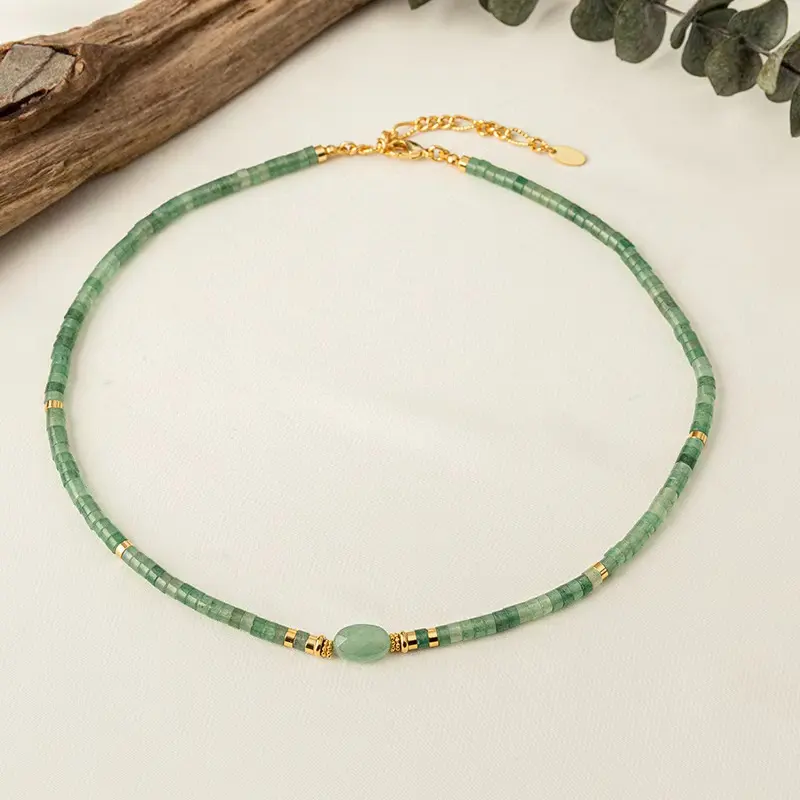 Hochwertige natürliche grüne Aventurin Stein Perlen Choker Halskette Tropfen Wasser geformte Aventurin Halskette für Frauen