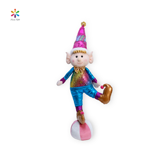 Decorazione Natalizia per Interni di Susangifts Factory, Simpatico Elfo Clown Blu e Viola che Sta in Piedi sulla Palla, Regalo per Casa e Negozio - Product Image 2
