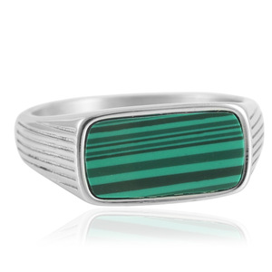 European American Style <b>Titanium</b> Steel <b>Ring</b> Green Gemstone Bezel Setting Women's Fashion Jewelry 210153 - Product Image 1