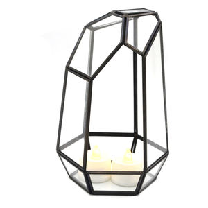 <span class=keywords><strong>Cage</strong></span> à oiseaux en laiton doré et en verre, terrarium, grand lustre de table, socle pour fleurs, pièces centrales en cristal, pour mariage - Product Image 3