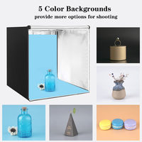 Caja de Luz LED Portátil de 40cm para Estudio Fotográfico, Mini Carpa Plegable con Tiras de Luz y 5 Fondos de Colores para Fotografía de Productos