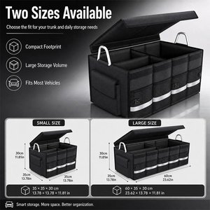 Portable <b>Collapsible</b> 3-Compartment Car Trunk <b>Storage</b> Organizer Detachable Dividers Oxford Fabric Fold Flat Design for Auto Trunk - Product Image 6