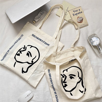Sac à bandoulière en toile graffiti coréen, peint à la main, style streetwear coréen, sac fourre-tout urbain, style streetwear, logo personnalisé