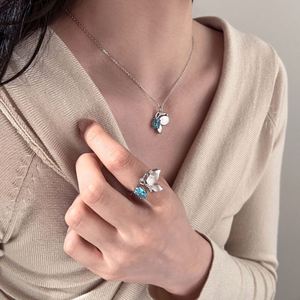 Dylam Elegance High Top Jewelry 925 <b>Silver</b> Egg Shape 5A Zirconia Fly Butterfly Open <b>Adjustable</b> Jewellery <b>Rings</b> for Women - Product Image 2