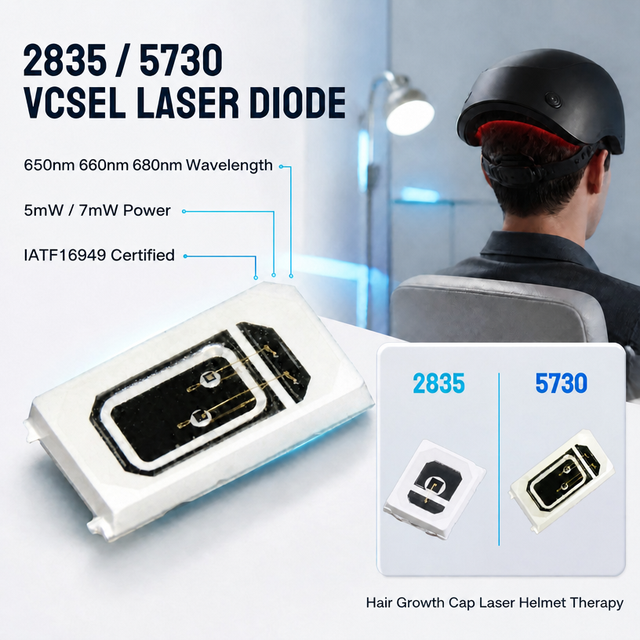 5730 2835 VCSEL Laser Diode 650nm 660nm 680nm 5mW 7mW SMD Gold Wire IATF16949 Certified for Hair Growth Cap Light Therapy Device