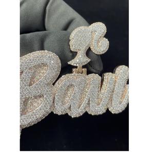 Colgante de Letra Inicial con Diamantes de Plata de Ley 925 de Primera Calidad para Diseños de Joyería, Collar Hip Hop Personalizado con Incrustaciones de Diamantes - Product Image 1