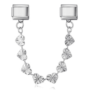 Bracelet modulaire italien en acier inoxydable avec pendentif cœur, double crochet, chaîne élastique à assembler soi-même, bijou unisexe, cadeau - Product Image 4