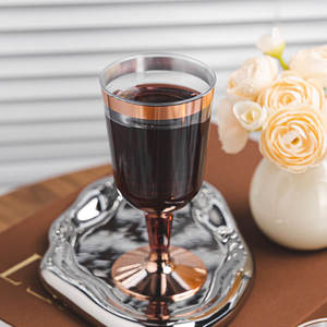 Gobelet <span class=keywords><strong>à</strong></span> <span class=keywords><strong>vin</strong></span> jetable en <span class=keywords><strong>plastique</strong></span> PS, couleurs personnalisées avec bordure dorée en option sur la base pour les mariages, les événements, les services de traiteur - Product Image 5