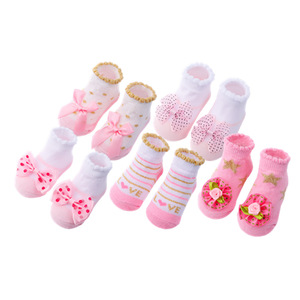 Chaussettes Bébé Rayées en Coton avec Dentelle, Style Européen et Américain, Nœud Mignon, Tendance Mode Bébé - Product Image 1