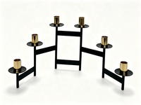 Candélabre pliable en métal à 6 bras, noir et or, porte-bougie conique, petit volume d'emballage, décoration de centre de table pour mariage, maison, fête