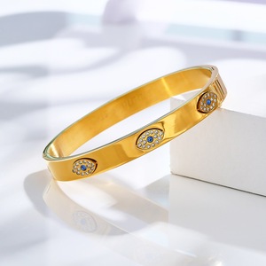 Nuovo Bracciale Impermeabile in Acciaio Inossidabile con Zirconi Cubici Lucidi e Occhio Blu del Diavolo - Product Image 3