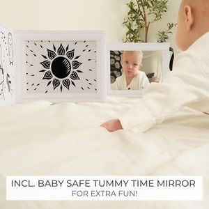 Crinkle điền & độ tương phản cao Thiết kế màu đen và trắng Montessori đồ chơi kích thích bé an toàn gương mềm Tummy thời gian cuốn sách - Product Image 3