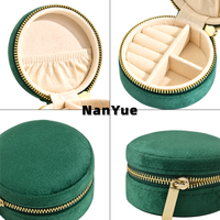 Nueva Caja Redonda Pequeña de Terciopelo para Joyería, con Cierre y Logotipo Personalizado, para Guardar Anillos, Collares y Aretes, Organizador Portátil
