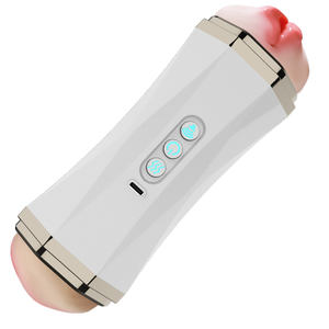 Twin-Head ABS männlicher Mastur bator Pocket Pussy Sexspielzeug mit Flugzeug-Sprach steuerung Verbessertes Vergnügen - Product Image 3