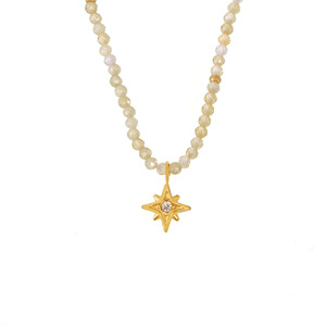 Collar con colgante de estrella dorada de acero inoxidable y piedra natural al por mayor para mujer - Product Image 5