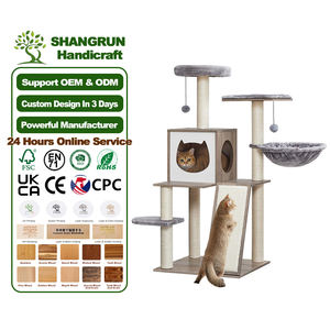 Arbre à <span class=keywords><strong>chat</strong></span> en bois massif réglable en hauteur, du sol au plafond, structure en bois pour grimper, emballé en carton - Product Image 1