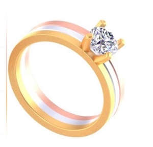 18K Gold Plated Stainless Steel Zircon <b>Couple</b> <b>Ring</b> Round Stone Claw Setting Wedding Engagement Jewelry - Product Image 3