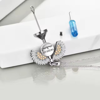 Bijoux de crémation Collier pendentif urne en argent sterling 925 3A Zircon tournesol gravé You Are My Sunshine