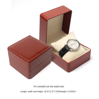 Kotak jam tangan Logo kustom kotak jam tangan tampilan tunggal kulit Pu dengan bantal Moq rendah pabrik
