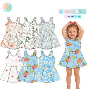 Спортивное платье Kerui для девочек: летнее, без рукавов, с индивидуальным принтом, для йоги, длиной до колена, с перекрученной спинкой - Product Image 1