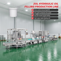Chaîne de production complète de remplissage automatique d'huile hydraulique pour seaux chimiques personnalisés de 20 L avec bouchage et étiquetage double face