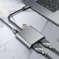 Hub USB-C 4 en 1 al por mayor OEM ODM, 5Gbps, doble salida para 4K30Hz, carga PD, estación de acoplamiento para laptop de aleación de aluminio, en stock