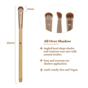 2024 New 5PC Essential Bamboo Handle Eye Shadow Brush Set Custom Logo Synthetic Hair Brush Eye Shadow Brow Lip Makeup Brush Kit