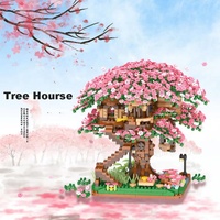 Enfants cadeau 2138 pièces Mini Sakura arbre maison blocs de construction fleur de cerisier plante ville vue sur la rue briques bricolage modèle ornement jouet