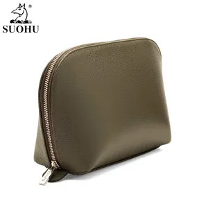 Waterproof Organizer Pouch Travel Case Makeup Bag Women&#39;s Cosmetic Cluth Bag Custom Genuine Leather Toiletry Bag Leather Men