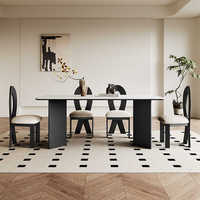 Table de salle à manger de luxe en poutre de roche de style français avec des chaises de salle à manger élégantes et solides à vendre