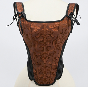 Women Overbust Corset Crop Tops Retro Jacquard Shoulder Strap Bustier <b>Vest</b> Body Shaper Laceup Boned Bodices - Product Image 6