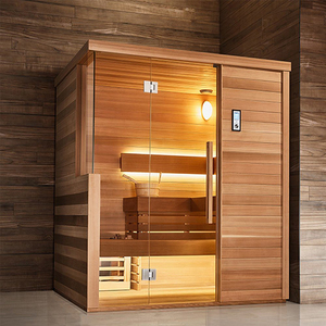 Mini Sauna <span class=keywords><strong>de</strong></span> vapor familiar para interiores <span class=keywords><strong>de</strong></span> madera maciza para 2-3 personas con estufa eléctrica para villas, función <span class=keywords><strong>de</strong></span> vapor húmedo - Product Image 4