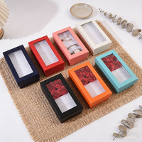 Kotak Kertas Perhiasan Ramah Lingkungan Bentuk Persegi Panjang Grosir Eceran dengan Hiasan Mawar untuk Jam Tangan, Gelang, Kalung