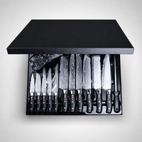 Juego de Cuchillos de Cocina de 13 Piezas, Acero Inoxidable, Cuchillo de Chef, Afilador, Tijeras, Mango Ergonómico Negro, Caja de Regalo de Lujo para el Hogar