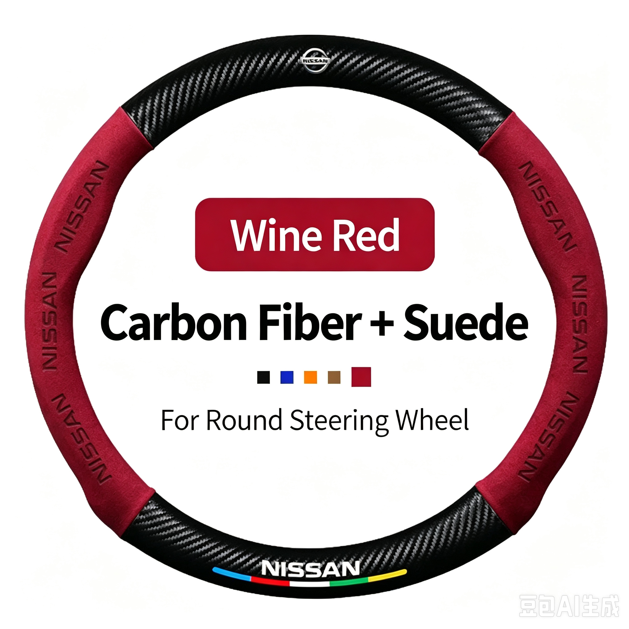 Rouge vin de forme ronde, motif en fibre de carbone, daim