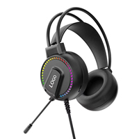 Casque de jeu RGB avec éclairage, casque de jeu filaire supra-auriculaire avec haut-parleurs de 50 mm pour joueur/PC