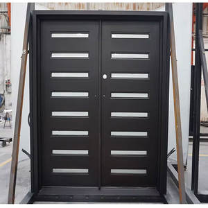 Portes en fer forgé à double entrée modernes et luxueuses, avec design élégant de grille en verre pour appartement, salon, extérieur, chambre à coucher, extérieur - Product Image 2