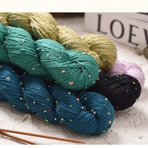 Hilo de Fibra de Bambú Acrílico al por Mayor, Cuentas Coloridas, Hilo de Lentejuelas, Carrete de 100 g, Tejido a Mano, Ganchillo, Sombrero, Bufanda - Product Image 2