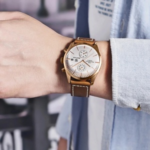 Montre sport à quartz Benyar BY5187, luxe, étanche 100 m, chronographe, bracelet en cuir, montre tendance pour homme - Product Image 5