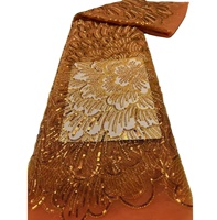 Robe de soirée formelle de luxe KC en tulle orange avec dentelle, perles de pivoine, cristaux et sequins, résistante à l'abrasion, style Dubaï
